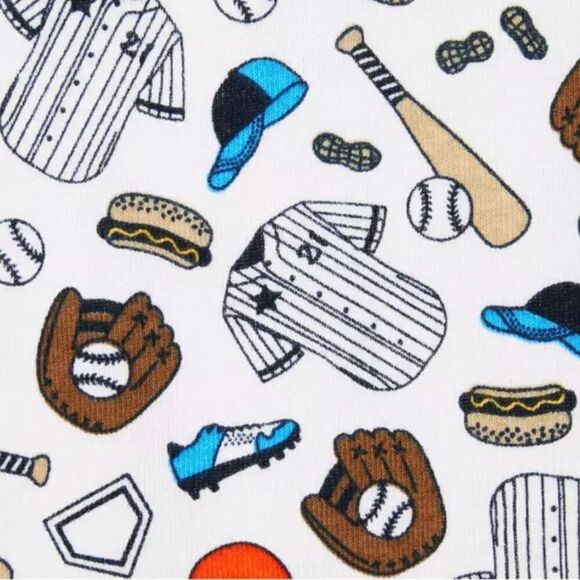 Janie and Jack 100049417 Good Night Short Sleeve Pajama In Baseball Star size 1 - Picture 2 of 8